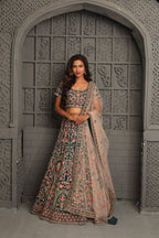 Heavy hand embroidered zardosi  bridal lehenga