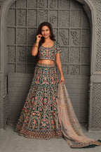 Heavy hand embroidered zardosi  bridal lehenga